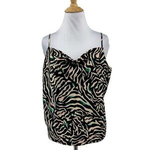 Nine West Women's Zebra Print Cowl Drape Neck Cami | XL